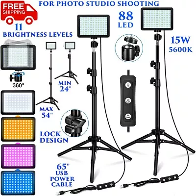 2 Pack Dimmable 5600k Usb Dimmable Led Video Light Tripod Stand 4 Color Filters • $29.90