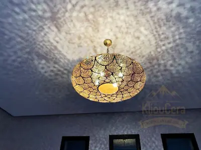 Large Moroccan Lamps Ceiling In BrassPendant Lighting Hanging Made By Hand Home • $215.05