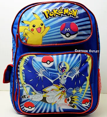 $29.99 • Buy Pokemon Blue Large Backpack 16  Pikachu Poke Ball Boys School Book Bag New