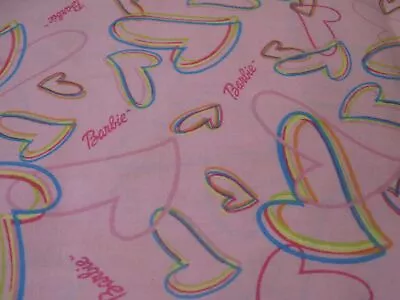 Vintage 2 Yard Pink Mattel BARBIE Fabric Hearts 45  Wide 2002 Spring Industries • $18.99