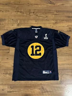 Aaron Rodgers Super Bowl XLV Reebok On Field Navy Blue Jersey Men’s Size 48 • $19.95