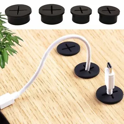 Table Wire Organizer Cable Hole Cover Storage Accessories Desk Cord Grommet • £3.91