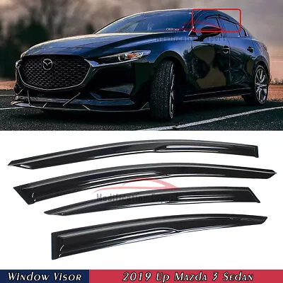 For 2019-2024 Mazda 3 Sedan JDM Mugen Style Window Visors Rain Guards Deflectors • $33.99