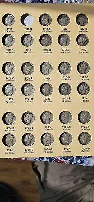 MERCURY DIME SET Of 78 - 1916-1945 NEARLY COMPLETE - Missing Only 1 - NO 1916-d • $296