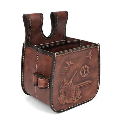 Hunting Leather Cartridges Belt Case 12GA Spent Shell Bag Pouch 2 Pocket-TOURBON • $89.99