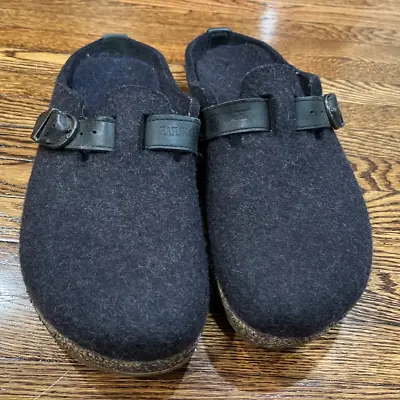 Haflinger Grizzly Charcoal Clogs SZ 43 Women 12 Men 9.5 Gray Wool Slippers Mules • £35.91