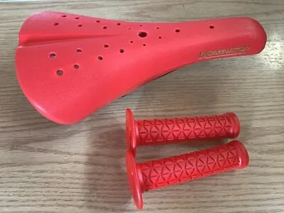 RED Old School BMX Bike Seat Hard Shell  Viscount Dominator With Grips New • $40.99