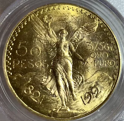 1921 Mexico Gold 50 Peso Coin Pcgs Ms63 • $6100