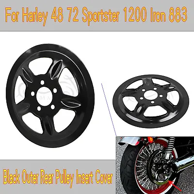 $33.98 • Buy Black Outer Rear Pulley Insert Cover For Harley 48 72 Sportster 1200 883 XL883N