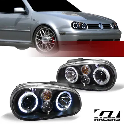 $160 • Buy For 1999-2006 VW Golf/Gti MK4 Black Drl Halo Projector Headlights Signal Lamps