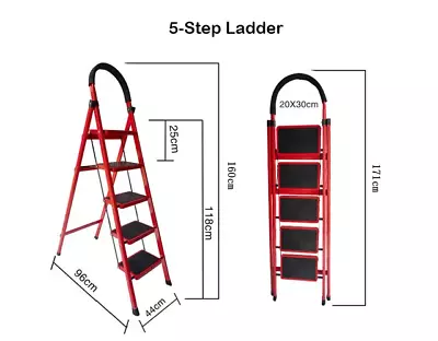 Step Ladder Iron Wide Platform Non Slip Treads Ladders Multi-function Folding • £35.99