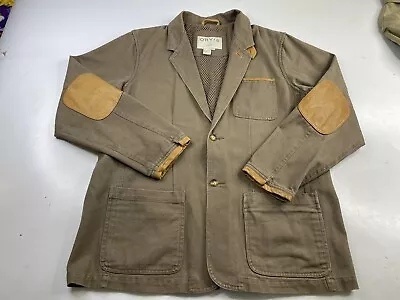 Vintage ORVIS Mens 42R Cotton Twill/Leather Zambezi Safari Jacket Khaki Coat • $89.99