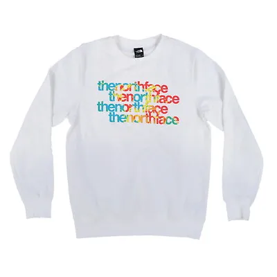 The North Face Mens Sweatshirt Graphic Logo Long Sleeve Crewneck White Multi New • $24.99
