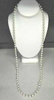 Cookie Lee Signed Pearls Necklace-silver Decorative Seperator Beads-rare-34  L • $16.99