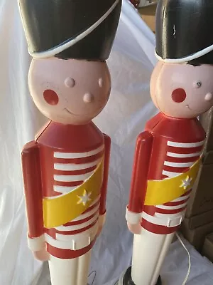 2 BLOW MOLD Toy Soldiers Lighted Christmas Outdoor Nutcracker Canada Vintage  • $75