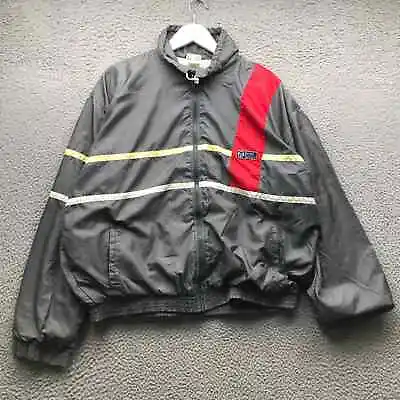 Vintage Sergio Tacchini Windbreaker Jacket Men's 40 Long Sleeve Logo Gray Red • $54.99