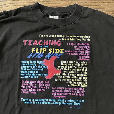 VTG 90s Oneita Teaching Knowledge Quotes Mark Twain Book Single Stitch TShirt XL • $30