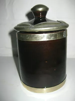 £9.99 • Buy Moroccan SAFI Ceramic JAR POT BLACK Silver Metal STAR TRIM LID Handmade Morocco.