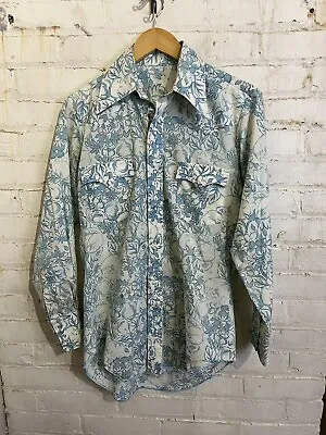 Vintage 70s Disco Button Up Shirt Davger Collar Needs Repair Has Stains Vtg • $15