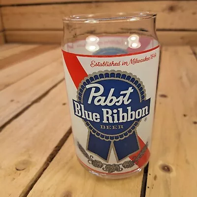 Pabst Blue Ribbon Pint Glass Beer Can Shaped Retro PBR 16 Oz • $9.95