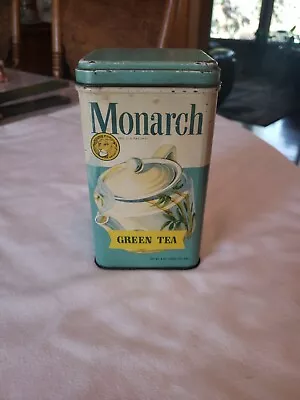 Vintage Monarch Lion Brand 8 Oz Advertising Green Tea Tin Nice Graphics  • $17.99