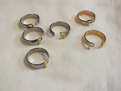 Beautiful Gold Silver Tone Ring Set Of 6 Monogrammed   H   P  Size 8  UNIQUE • $13.95