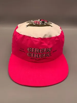 VINTAGE Circus Circus Casino Hat Cap Snapback Pink Neon Clown Gambling Las Vegas • $13.99