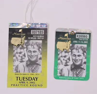 2002 Masters Golf Tournament Practice Round And Tournament Badges Tiger Woods • $200