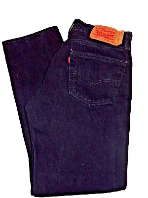 Levis 501 Mens 30x30 Straight Leg Black Charcoal Wash Denim Button Fly Jeans • $23