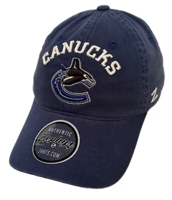 Zephyr NHL Vancouver Canucks RARE  Centerpiece” Unstructured Curved Bill Hat NWT • $75