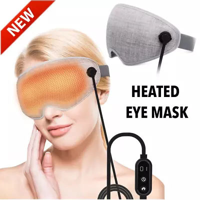 Heated Sleep Eye Mask 3D Blackout Memory Foam Eye Cups Deeper Relaxation Wired • $14.99