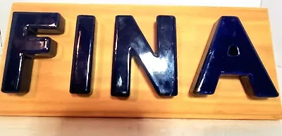 Vintage Fina Gas Porcelain Letters Sign Mounted On Wood • $75