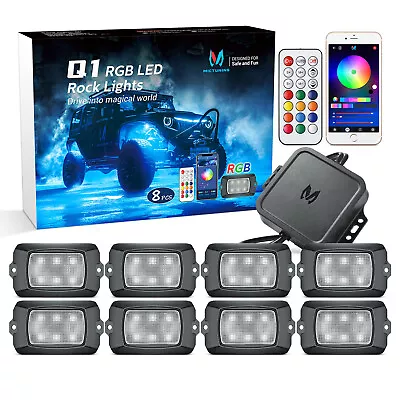 MICTUNING Q1 RGB LED Rock Lights Underglow Neon Light Multicolor App 4Pod 8 Pods • $15.99