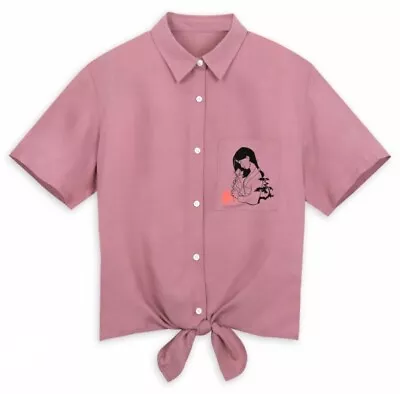 Disney Mulan Woven Shirt For Women Top  Pink Pocket - LARGE  • $48.78