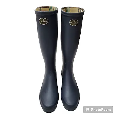 Le Chameau 1927 Blue Women's Iris Jersey Lined Boot Sz 39 Us(8) • £120.53