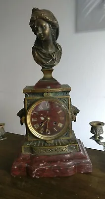 Albert Carrier Belleuse (1824-1887). Bronze And Marble Pendulum. • $2560.80