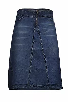 New Clove Zip Panel Blue Denim Knee Length A Line Skirt Plus Size • £24.97