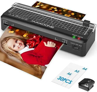 A4 Laminator Machine Hot&Cold With 30 Laminating Pouches For Office School Home • £29.99