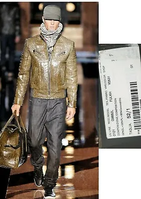 Authentic New Runway Dolce & Gabbana Khaki Crocodile JacketIT52/L- 4 IN WORLD • $24999.99