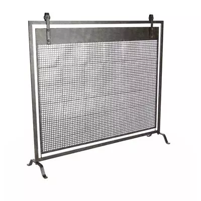 Litton Lane Fireplace Screen Black Iron Mesh Industrial Style 38 In. X 35 In. • $108.65