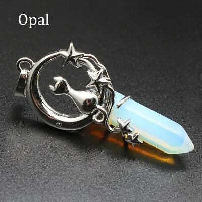 Women Silver Cat Alloy Hexagonal Pointed Gemstone Pendant For Making Jewelry • $2.99