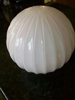 Vintage Ribbed Glass Round Ball Light Globe Shades 8  Diam. 3-3/16  Fitter • $19.99