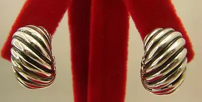 David Yurman Classic Sculpted Cable Sterling Silver Huggie Pierced Earrings • $199.99