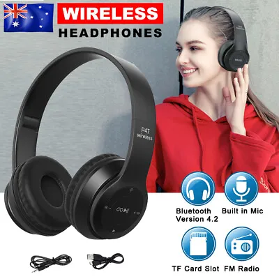 $14.85 • Buy Wireless Bluetooth Headphones Earphone Noise Cancelling Over Ear Stereo Headset