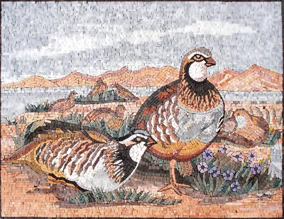 AN003 33.46 ×25.59  Partridges Bird Landscape Mosaic Art Design • $1099