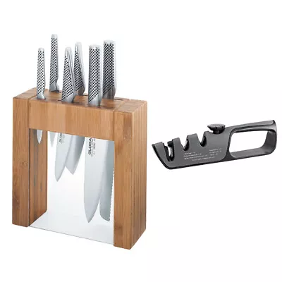 Global 79585 Ikasu Knife Block Set 7pc With Bonus Acuminate Adjustable Knife Sha • $399