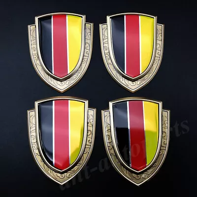 4pcs Gold Metal Germany Flag Fender Trunk Window Side Emblem Badge Decal Sticker • £25.14