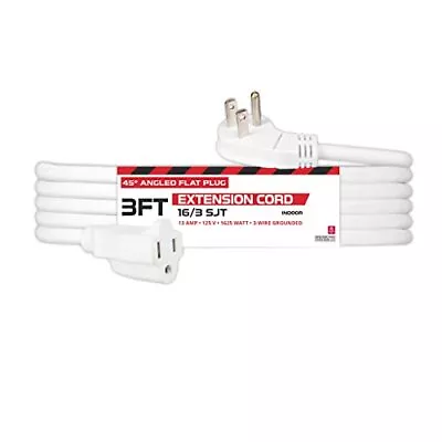 3 Ft Outdoor Extension Cord With 45° Angled Flat Plug • $8.99