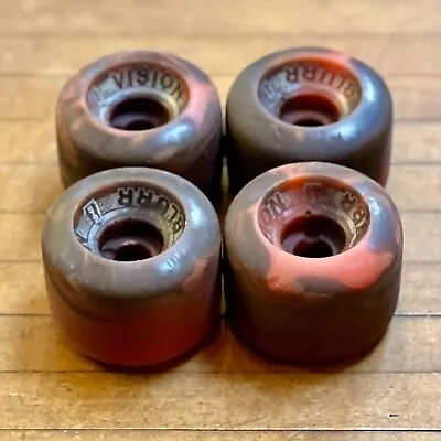 Vintage 1980’s Vision Blurr Skateboard Wheels 94A Red & Brown Swirl Urethane • $50