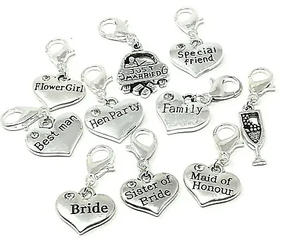 £1.75 • Buy 1 X  Wedding Hen Party Themed Heart & Message Heart Clip On Charms Favours